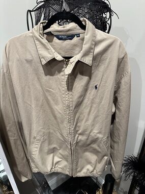 Polo by Ralph Lauren Beige Lightweight Zip-Front Jacket khaki jacket